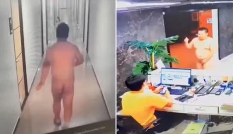 Turista é filmado nu em corredor de hotel após cair em golpe