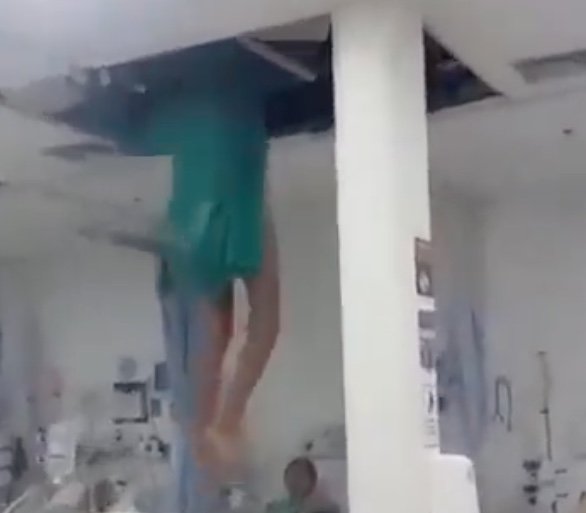 Paciente cai do teto do CTI durante tentativa de fuga no RJ; vídeo viraliza