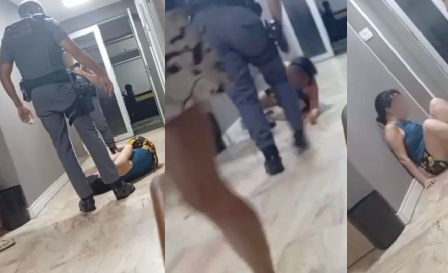 PM flagrado chutando mulher no chão em SP é afastado