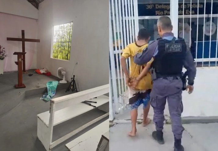 Homem é preso após furtar alimentos e eletrodomésticos de igreja no Amazonas