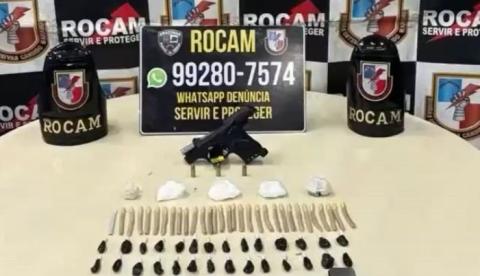 Criminosos abandonam arma e drogas ao darem de cara com a Rocam em Manaus