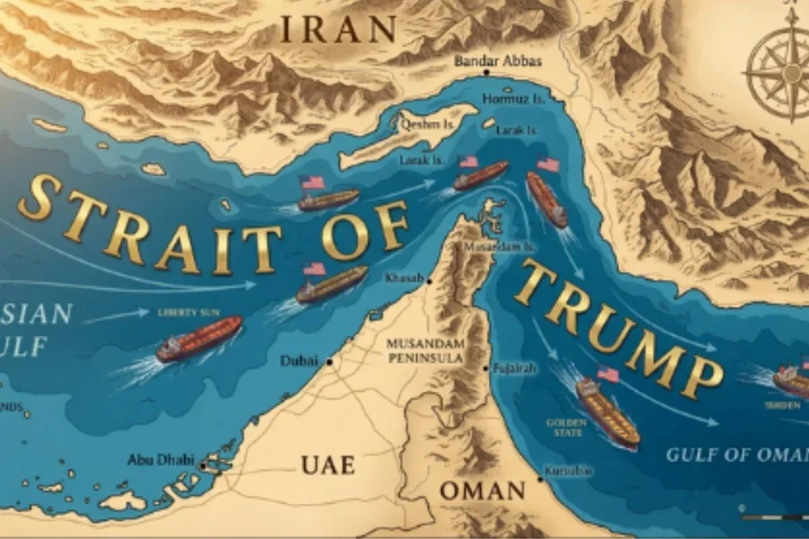 Estreito de Ormuz vira “Estreito de Trump” em postagem polêmica do presidente americano