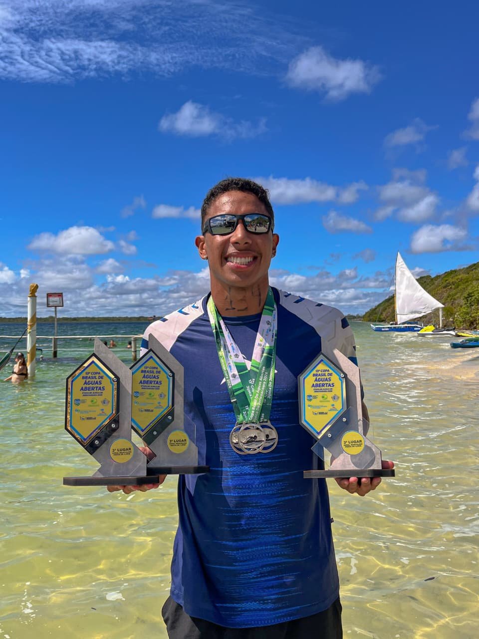 Nadador amazonense Pedro Marinho fatura três troféus em etapa da Copa do Brasil de Águas Abertas