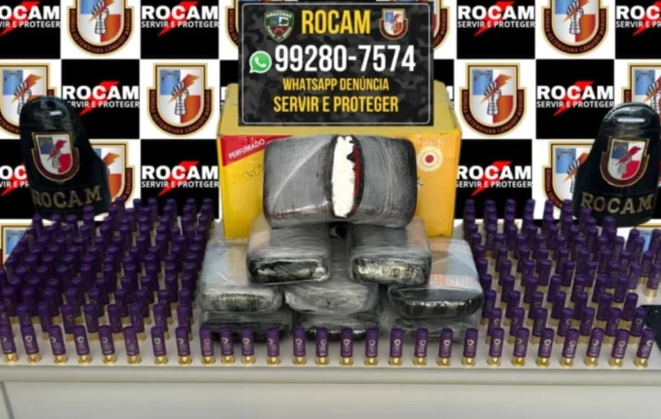ROCAM apreende mais de 10kg de cocaína e munições em porto de Tonantins