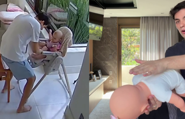 Influenciador Lucas Bley relata engasgo da filha e ensina manobra de desengasgo; vídeo