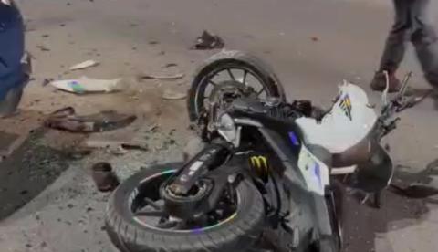 Carro sem combustível na pista provoca acidente com motociclista em Manaus
