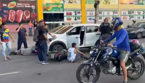 "Disputa" por espaço na rua entre motociclistas causa acidente na Bola do Produtor