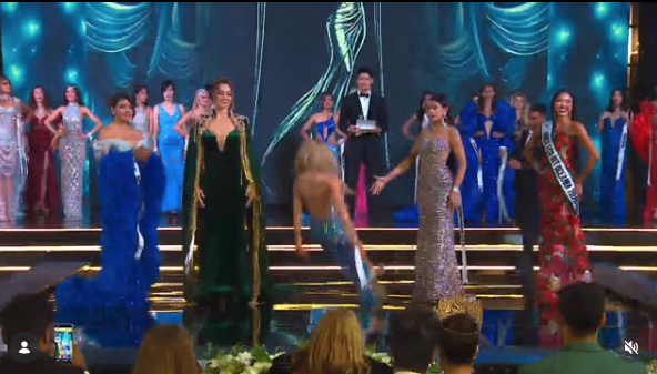Brasileira cai no palco do Miss Eco International, mas se levanta e conquista o 4º lugar