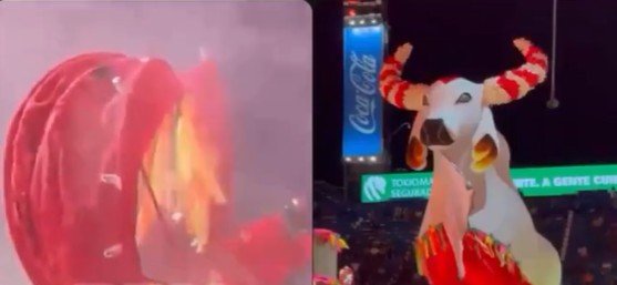Alegoria do Garantido pega fogo na última noite do Festival de Parintins