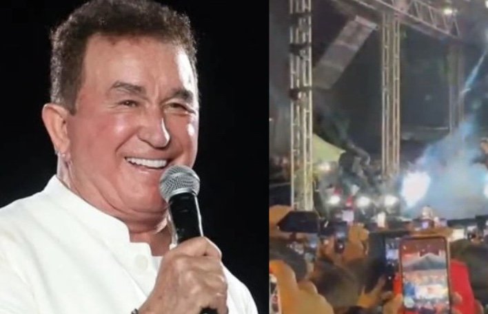 Palco desaba durante show de Amado Batista em festa de São João na Bahia