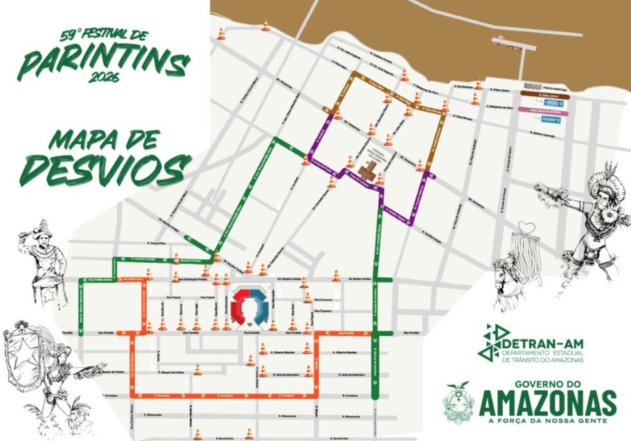Trânsito de Parintins sofrerá alterações durante o Festival; confira
