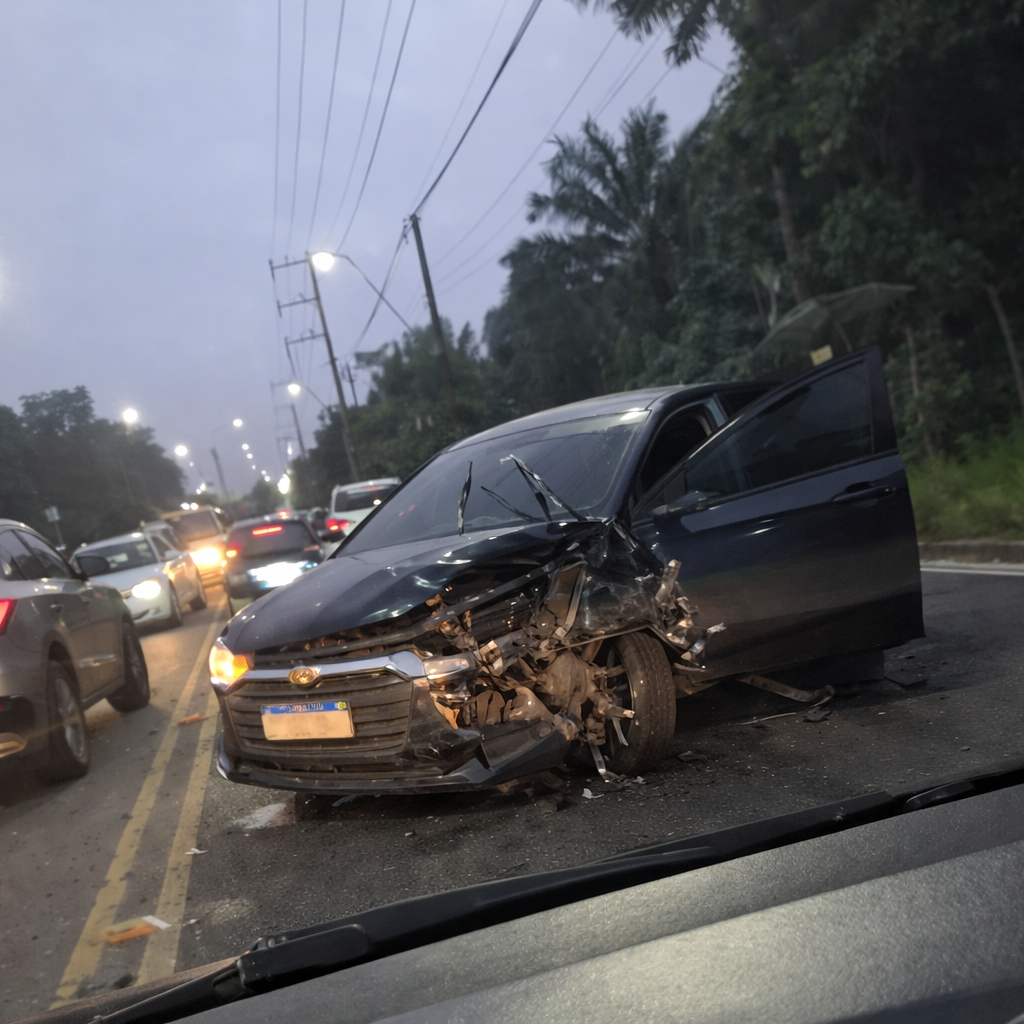 Colisão frontal entre carros deixa feridos e trânsito caótico no Tarumã