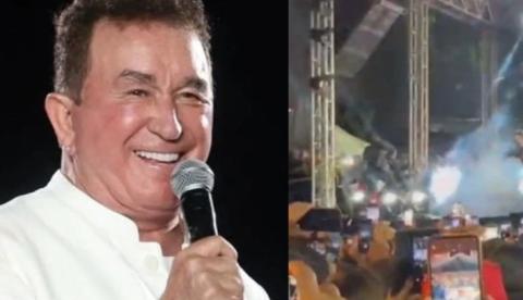 Palco desaba durante show de Amado Batista em festa de São João na Bahia