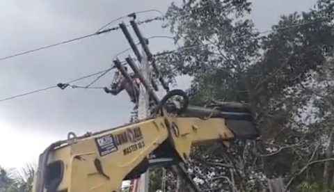 Eletricista sofre descarga elétrica de alta tensão durante manutenção na BR-174