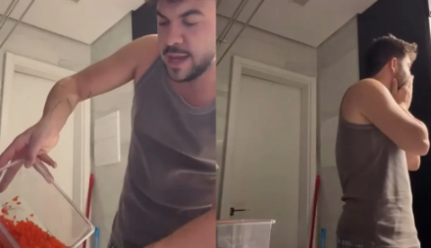 Influenciador Álvaro Xaro é criticado após peixe cair no ralo durante limpeza de aquário; vídeo