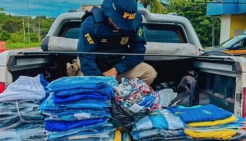 PRF apreende camisas da Seleção com suspeita de falsificação na BR-174, no Amazonas