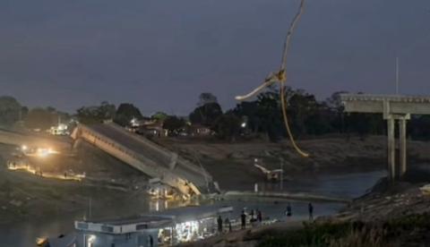 Ponte inaugurada há 2 anos e que custou mais de R$ 36 milhões desaba no Acre; vídeo