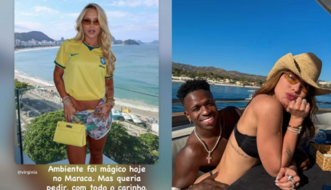 Após Virginia ser xingada no Maracanã, Vini Jr. sai em defesa da ex; veja