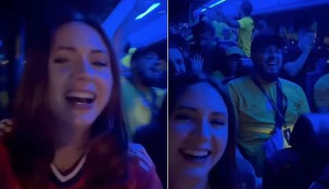 Estrela da Marvel, Karen Gillan pega ônibus da torcida brasileira por engano e brinca com situação