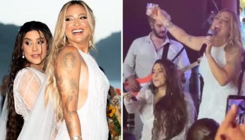 Grávida, Lauana Prado oficializa união com Tati Dias no litoral paulista