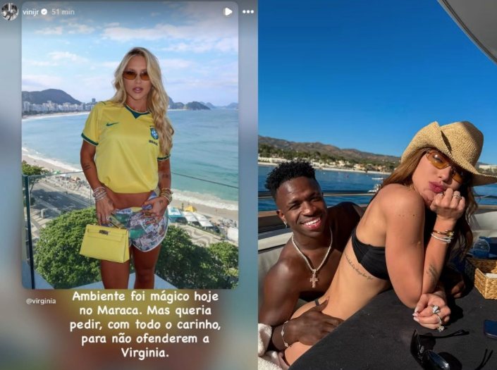 Após Virginia ser xingada no Maracanã, Vini Jr. sai em defesa da ex; veja