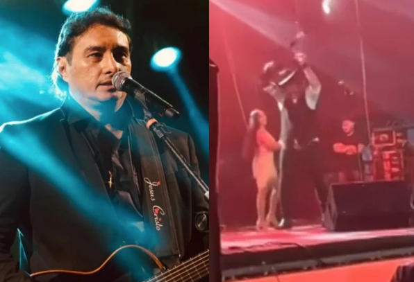 Cantor Vicente Nery defende Neymar, joga violão no chão e abandona show; vídeo