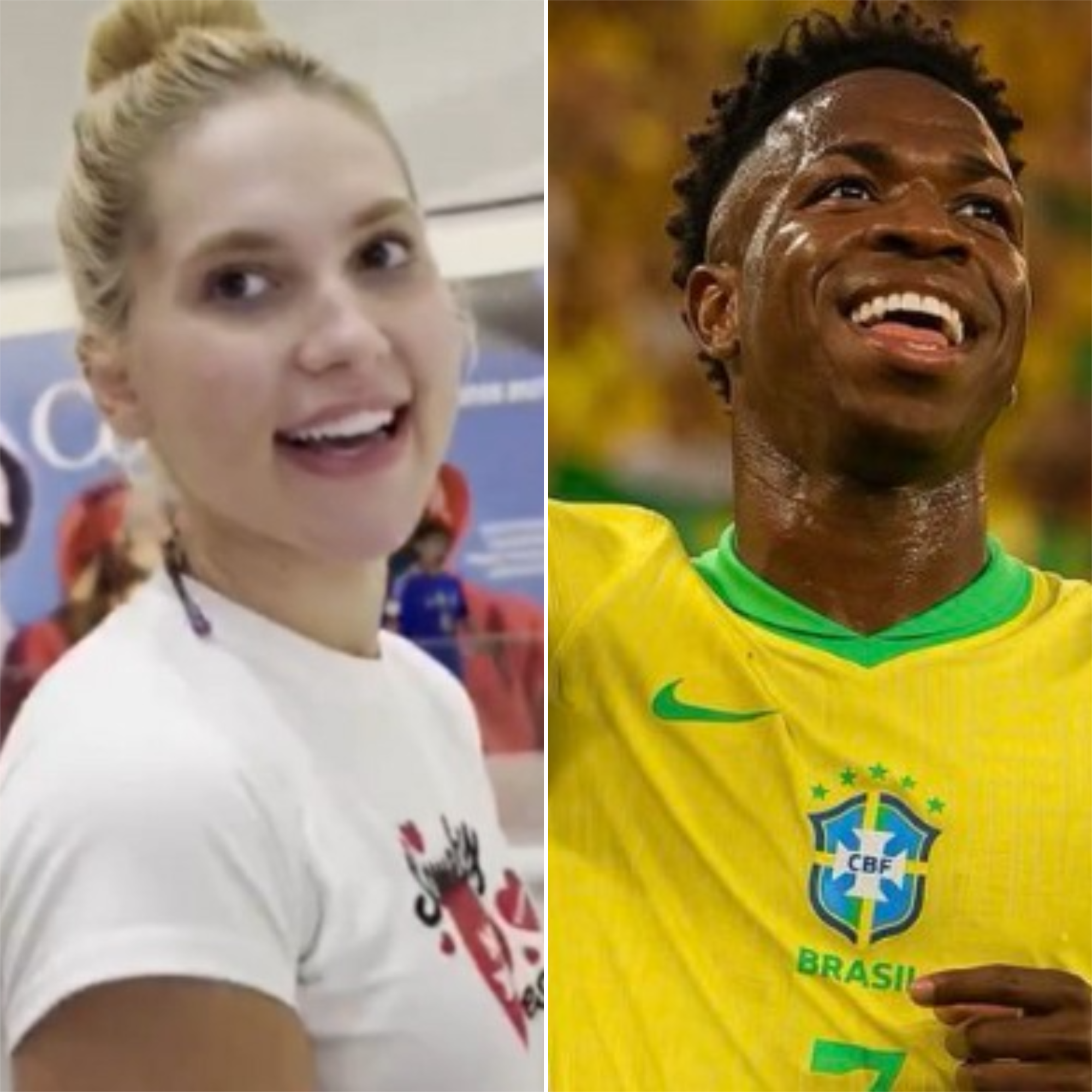 Virgínia palpita sobre o placar de Brasil x Noruega e aposta em gol de Vini Jr.