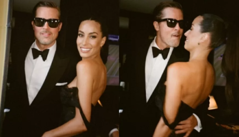Brad Pitt surge em foto rara ao lado da namorada 29 anos mais nova