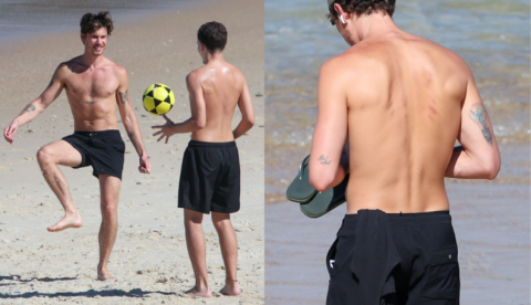 Shawn Mendes surge com arranhão nas costas e dá o que falar