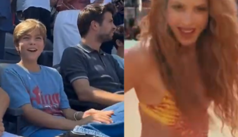 Piqué assiste a show de Shakira na Copa ao lado dos filhos