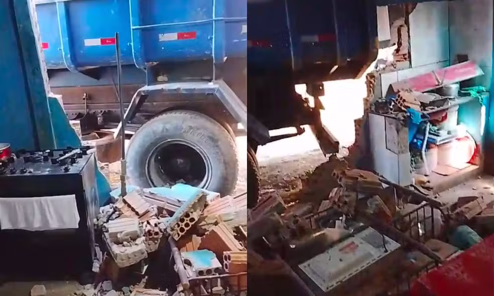 Caçamba invade casa, destrói cozinha e deixa idosa ferida em Itapiranga