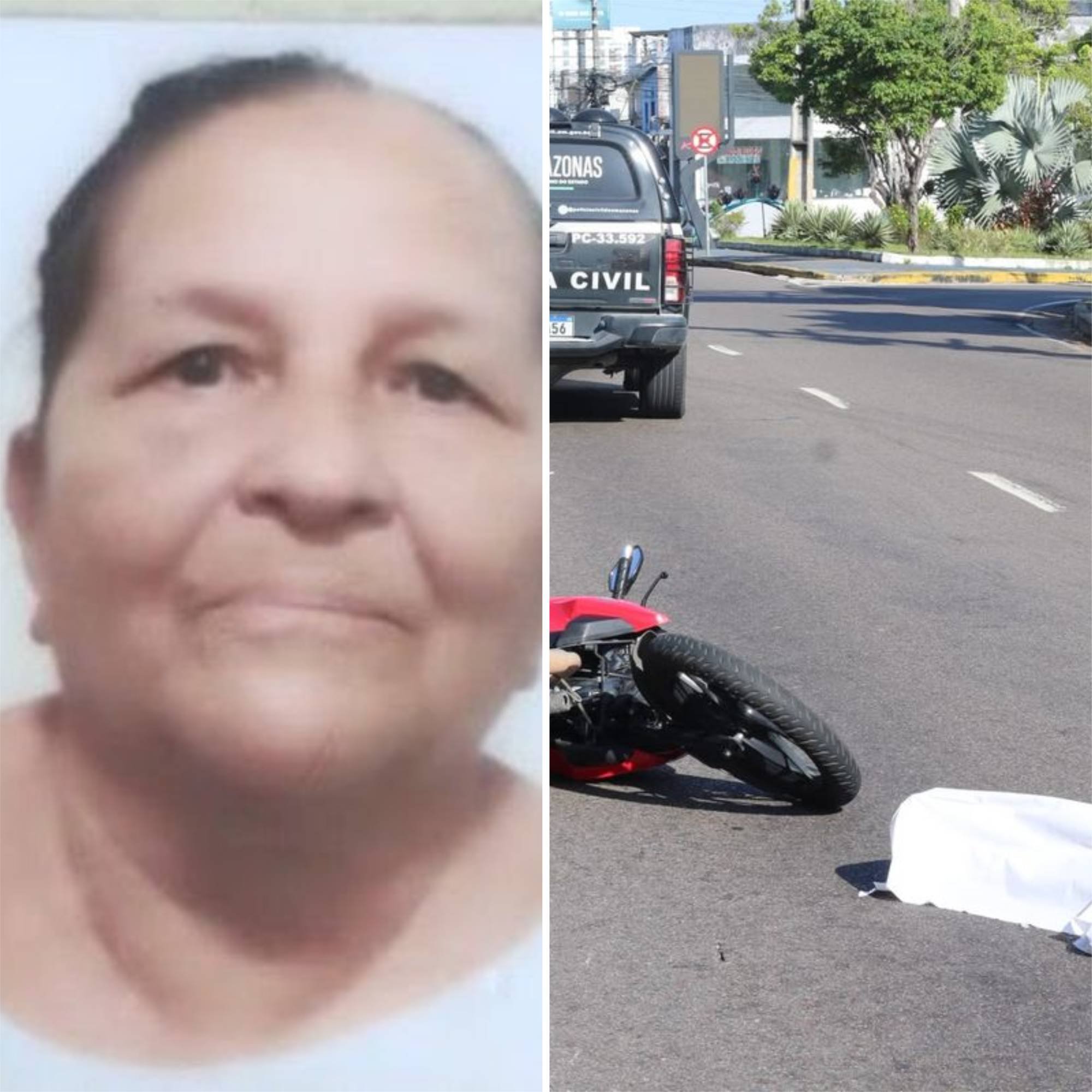 Idosa que morreu atropelada em Manaus tinha deficiência na perna e estava a caminho da igreja