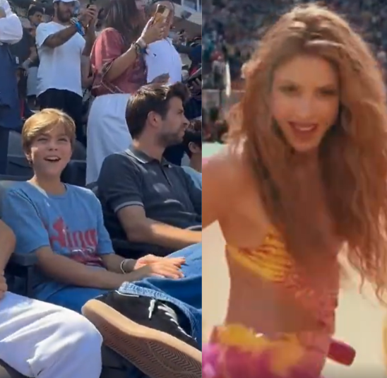 Piqué assiste a show de Shakira na Copa ao lado dos filhos
