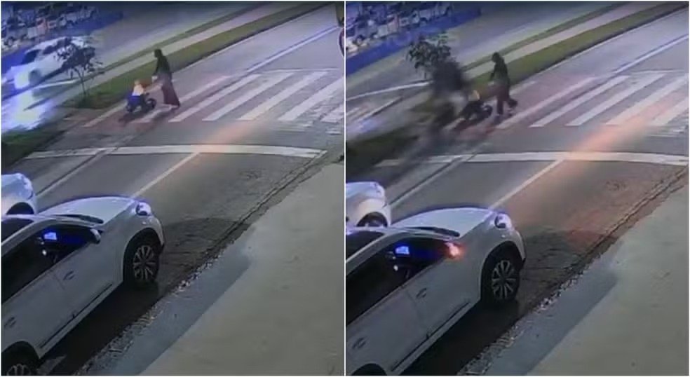 Câmera flagra: bebê de 1 ano é arremessado após moto avançar faixa de pedestres em Sorocaba