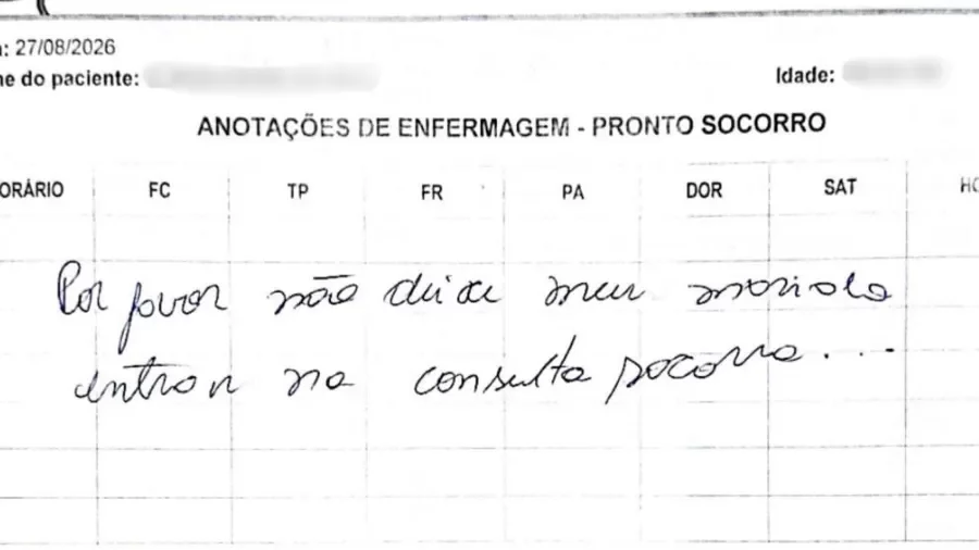 Mulher escreve pedido de socorro em prontuário médico e marido vai preso no PR