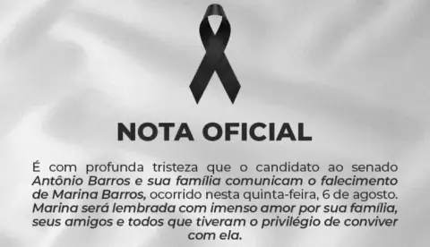 Morre Marina Barros, filha do médico e candidato ao Senado Antônio Barros
