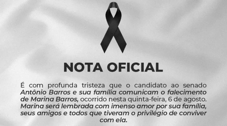 Morre Marina Barros, filha do médico e candidato ao Senado Antônio Barros
