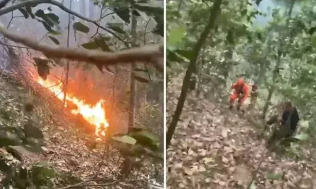 Helicóptero cai em área de mata na Vista Chinesa, no Rio de Janeiro