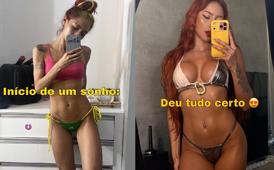 Ruivinha de Marte mostra antes e depois de biquíni e comemora: "deu certo"