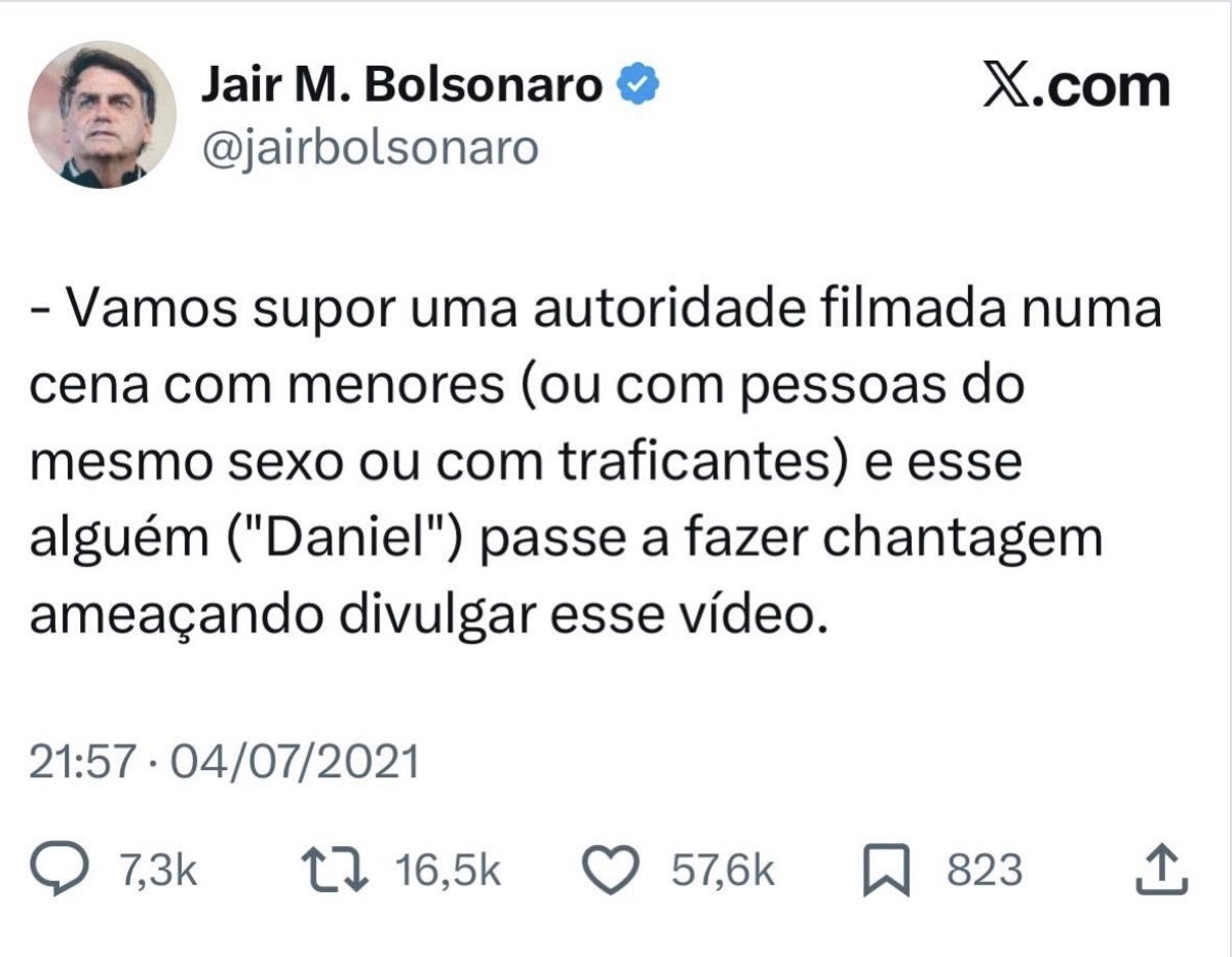 Tuíte antigo de Bolsonaro sobre chantagem com vídeo reaparece em meio ao caso Vorcaro