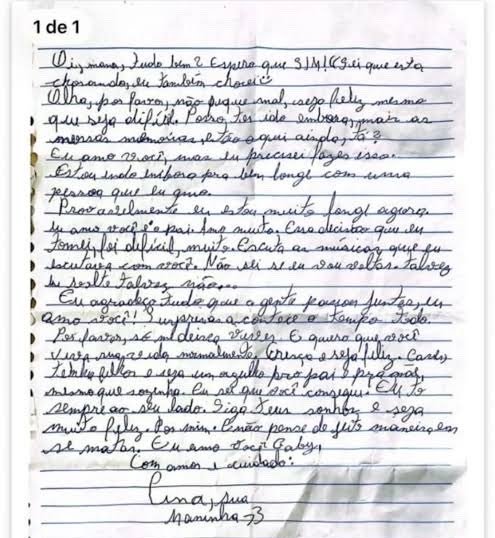 Leia a carta de despedida que Ana Clara deixou antes de desaparecer