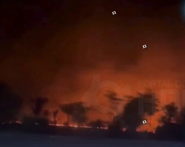 Vídeo: Incêndio na região da Ponte Rio Negro destrói área de vegetação na BR-070