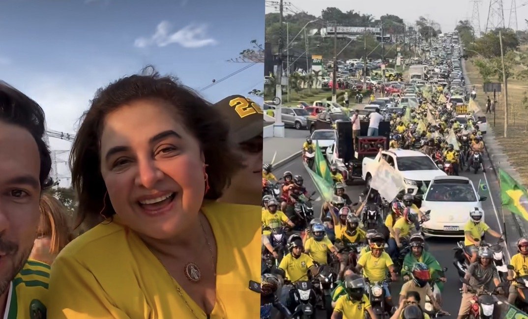 Apoiadores realizam carreata em Manaus em apoio a Flávio Bolsonaro e Maria do Carmo