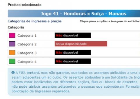 Ingressos para último jogo da Copa em Manaus são poucos