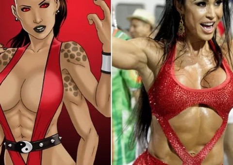 Gracyanne 'vira clone' de musa de 'Mortal Kombat 3'