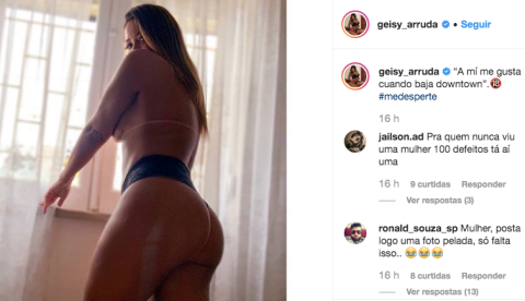 Geisy Arruda posta foto sem sutiã e mostra bumbum de calcinha fio dental