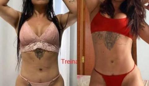 De biquíni vermelho, Perlla mostra ‘antes e depois’ do corpo e deixa seguidores babando   