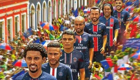 PSG entra no clima do Carnaval e homenageia jogadores brasileiros com bonecos de Olinda