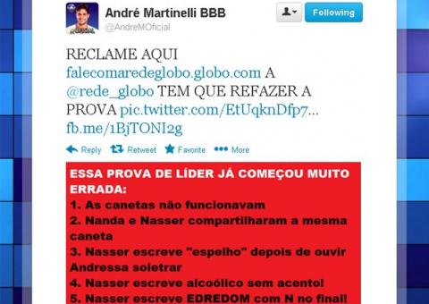 Prova do Líder é alvo de críticas pelos internautas