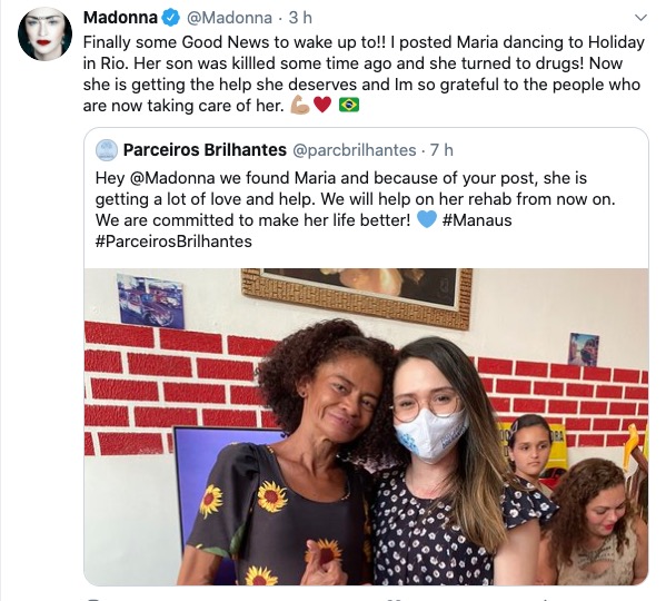 'Marina Silva de Manaus' ganha reabilitação em São Paulo e Madonna comemora 